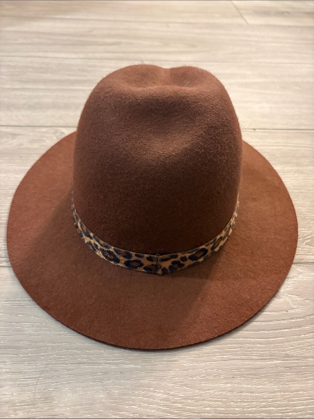 a new day Brown Felt Fedora Hat with Inner Band